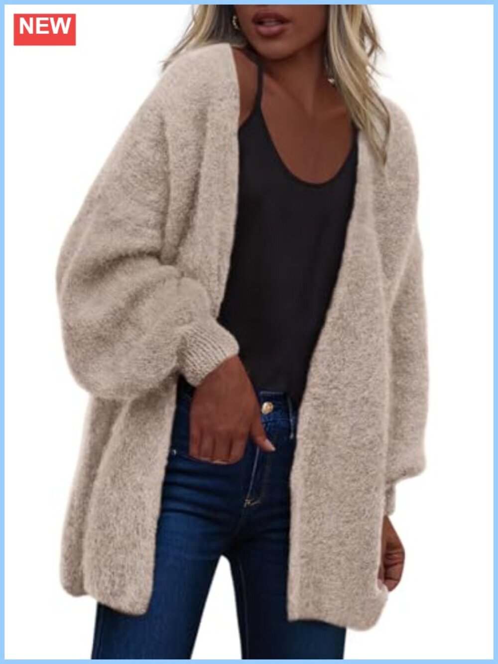 Oversized Open Front Chunky Knit Cardigan Long Sleeve Slouchy